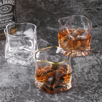 

Japanese Creative Phnom Penh Whiskey Glass Irregular Glass Spirit Glass Transparent Twisted Personality Frosted Beer Glass