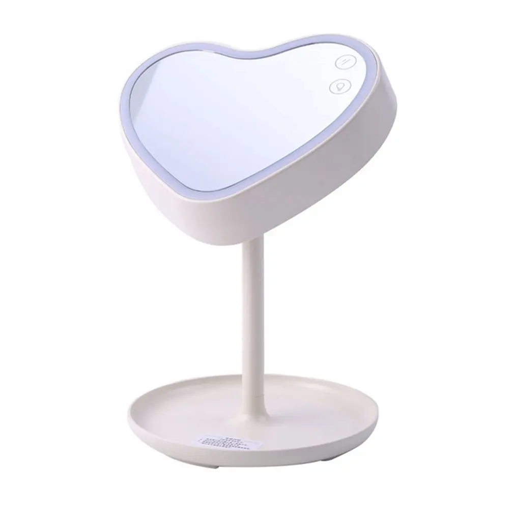 

Led Heart-Shaped Makeup Mirror USB Charging Heart-Shaped Mirror Desktop Desktop Touch Stepless Dimming Fill Light Mirror