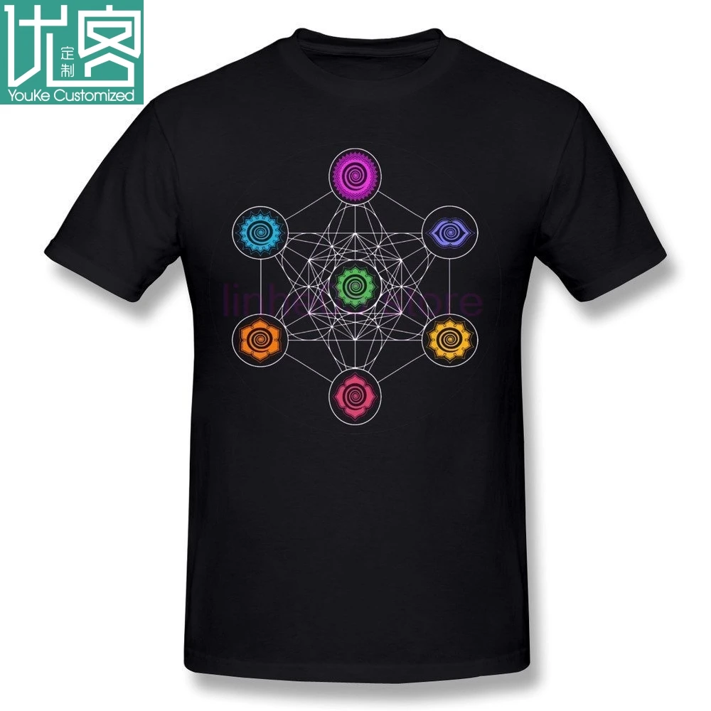 Hsuail Мужская футболка Metatrons кубические чакры космосные энергетические центры |
