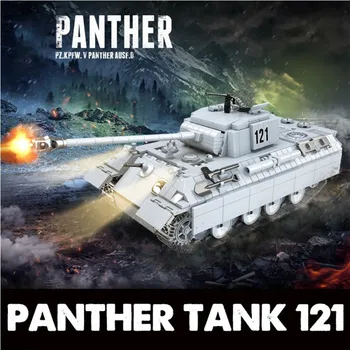 

Building Blocks Lepin Technic City WW2 Tank Soldier Weapon Army 100064 Bricks Kids Toys 990PCS Military Panther Tank 121