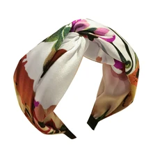 Banda para el cabello estilo bohemio para niñas, diadema con nudo superior, turbante, bandas elásticas para el pelo, diadema para mujeres y niñas, tocado estampado 1111(China)