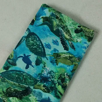 

Vivid Ocean Turtle Fish Printed Cotton Fabric 50x105cm Animal Fabric Patchwork for Cloth Dress Party Home Decoration