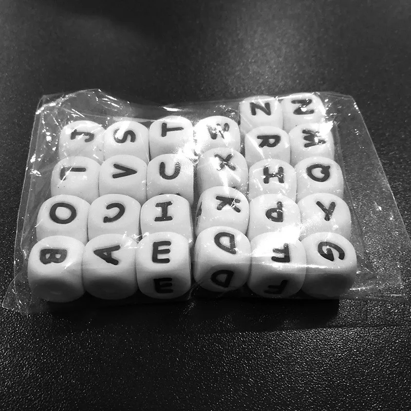 10 шт. 12 мм Силиконовые Бусины с буквенным принтом английские бусины Alphabe пищевые