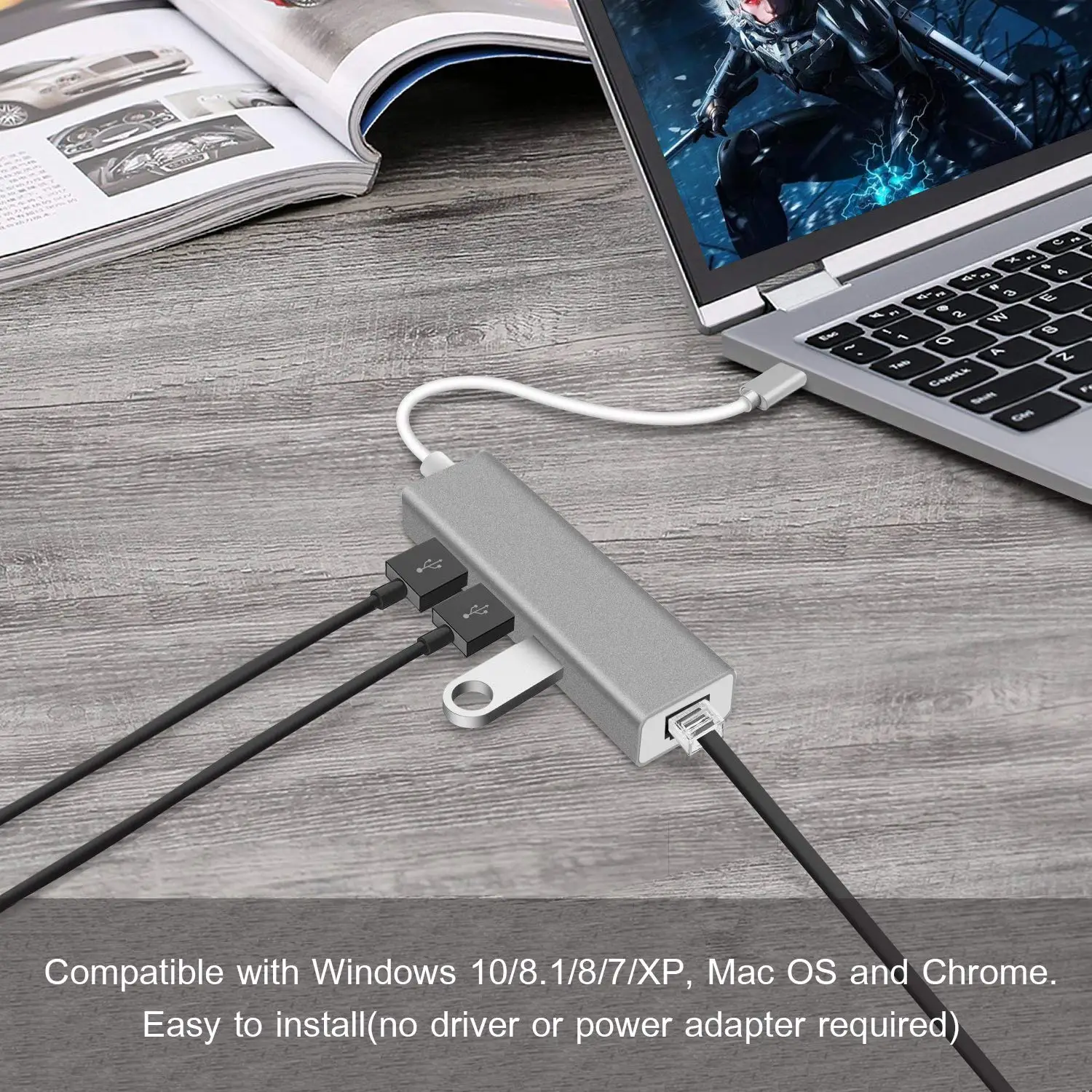 USB-C Ethernet адаптер 3 USB C концентратор для Ethernet RJ45 Lan адаптер Сетевая карта гигабитный Интернет для Macbook Pro Air type C концентратор