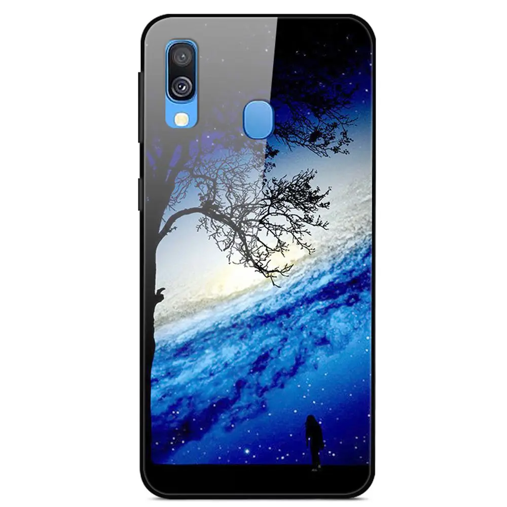 14 Ударопрочный чехол с принтом чехол-крышка с узорами для samsung Galaxy A40 закаленное стекло бампер для samsung A40 чехол - Цвет: 14