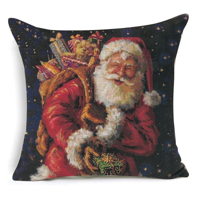 Christmas Festival Pillow Santa Claus Printing Dyeing Sofa Bed Home Decor Cushion Cover Bedroom Christmas pillow cover - Цвет: 1009