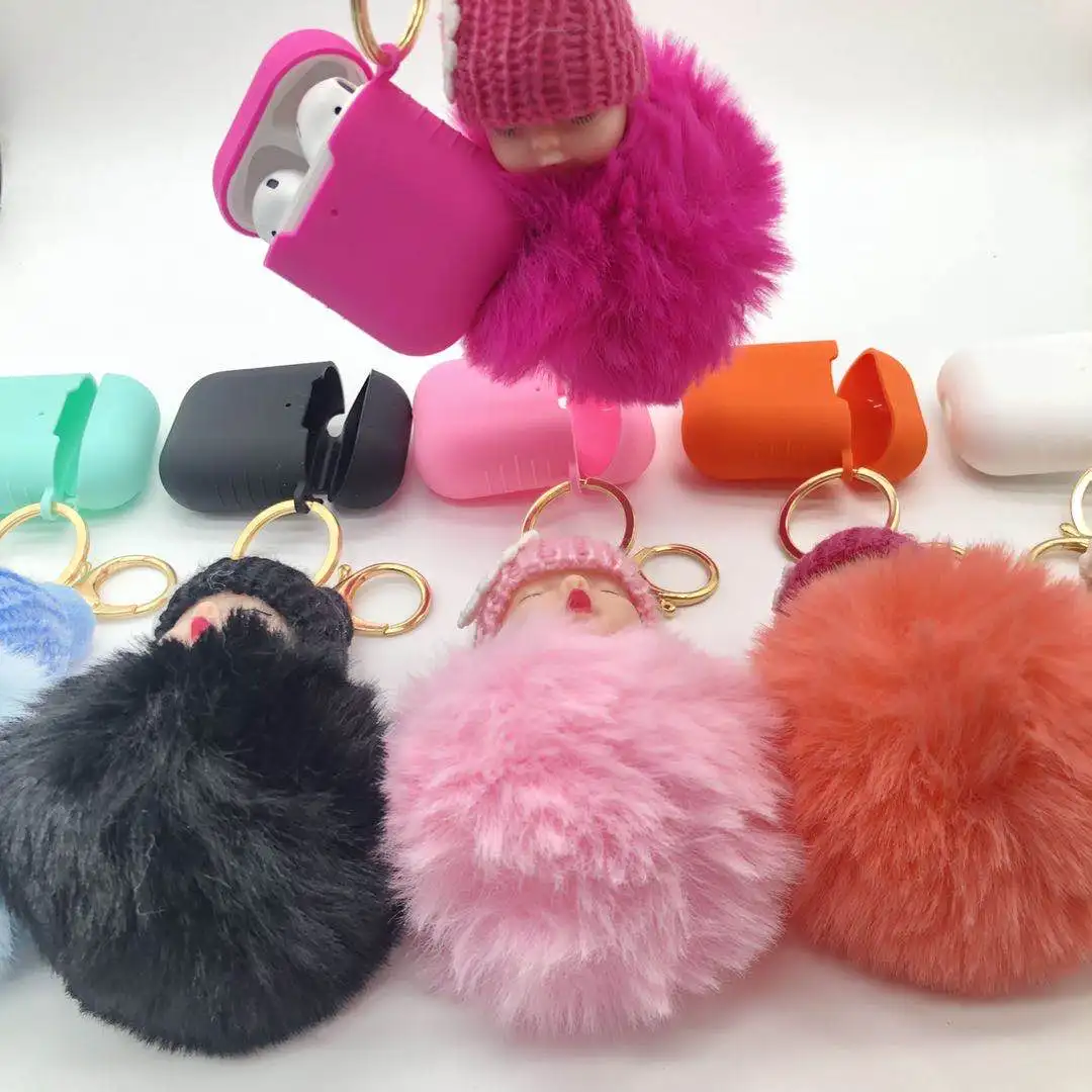 

For Apple Airpods Case 3D Silicone Cute Cartoon Fur Ball Doll Protective Shell for AirPods 1 2 Silicone Cover Earplugs