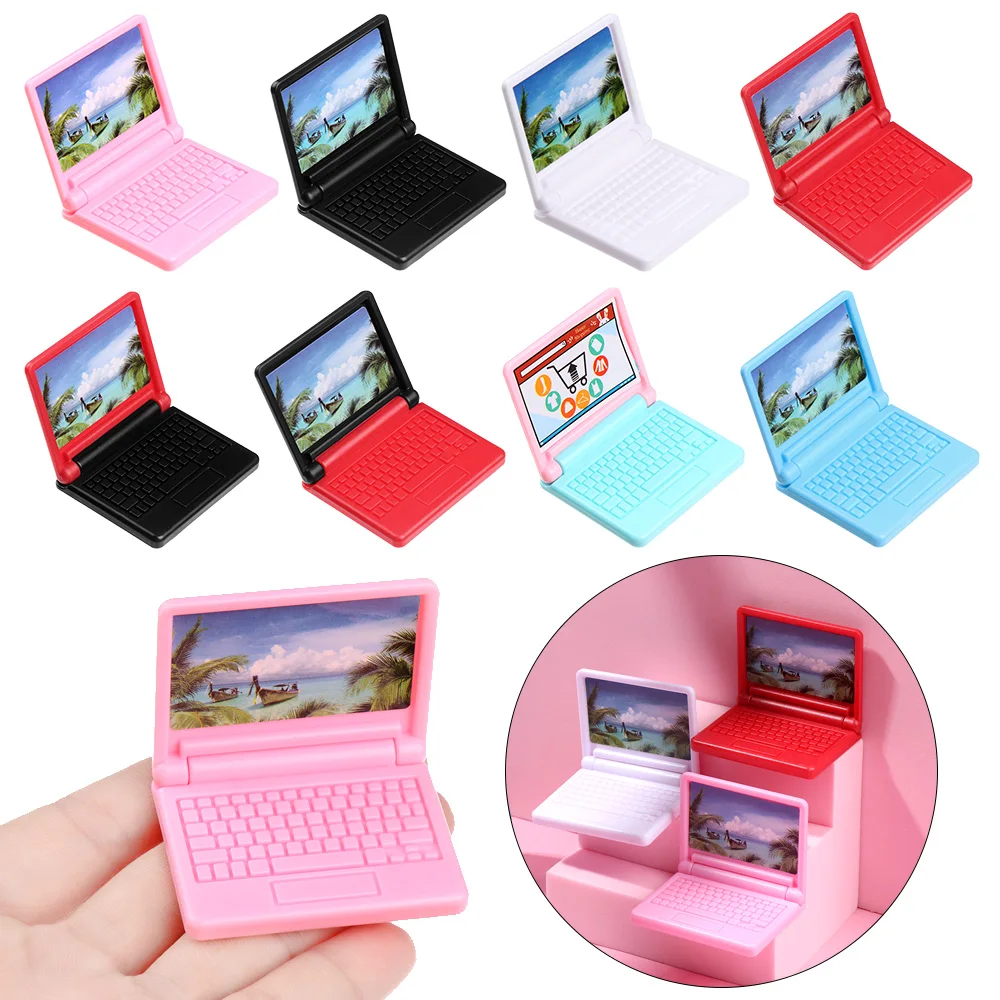 1PC Fashion Plastic Laptop Mini Collapsible Computer Office Toys For Dolls Office Laptop Doll House Toy Computer Accessories