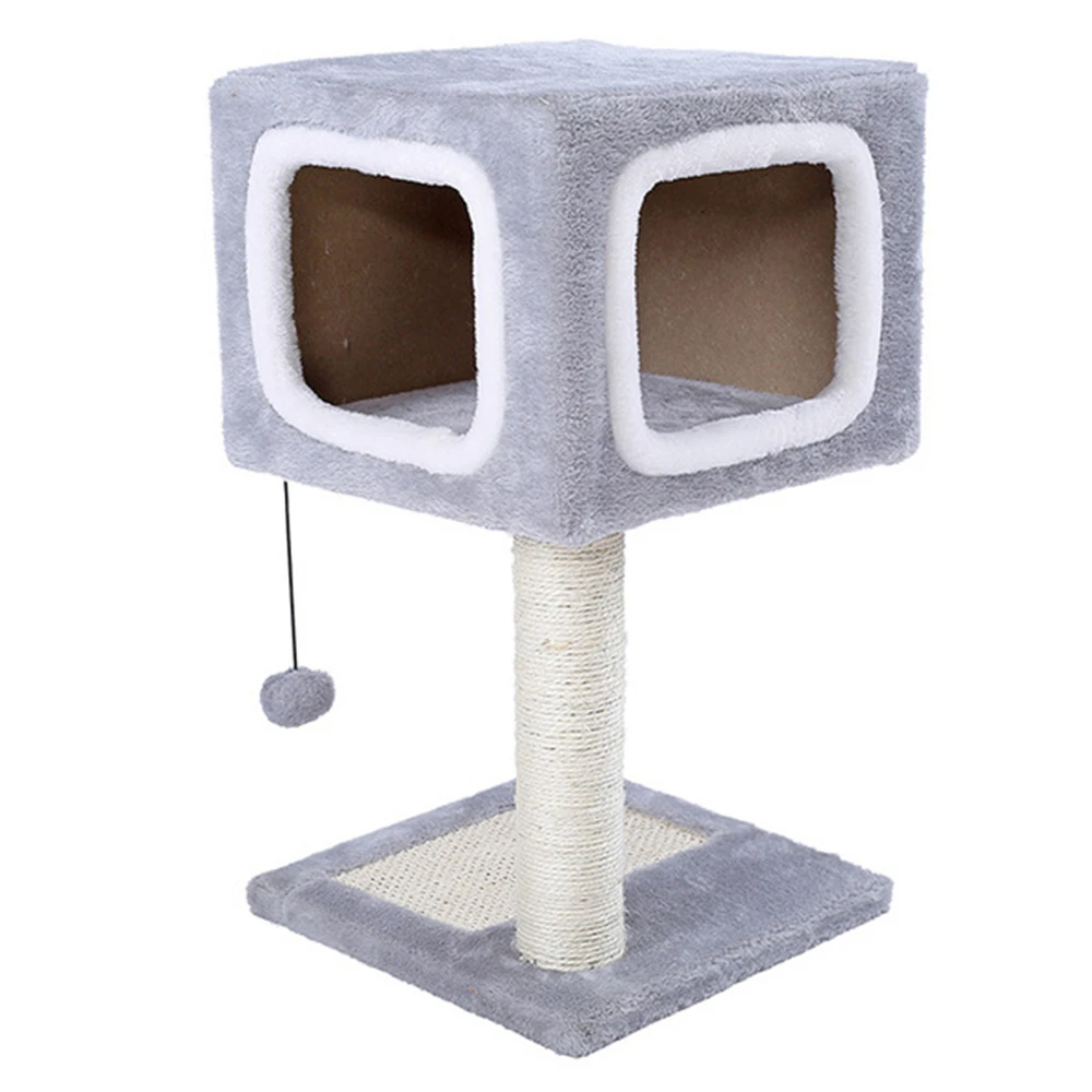

Double Layer Pet House Cat Climbing Frame Fleece Mat Kitten Jumping Bed Sisal Scratching Post Hanging Ball Exercise Playing Tree