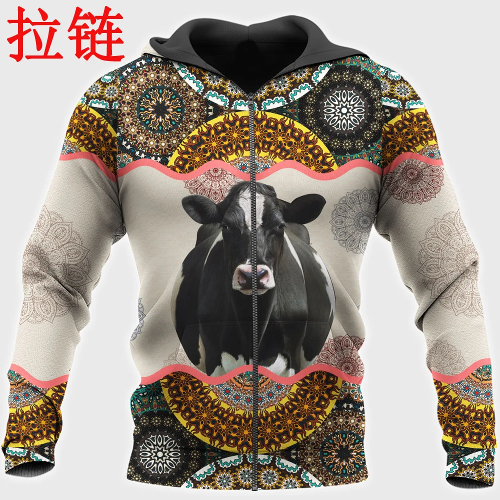 Beautiful Cow 3D All Over Printed Men Hoodie Harajuku Sweatshirt Streetwear autumn hoodies Unisex Casual jacket Tracksuits DK015