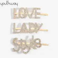 Большие заколки для волос с буквенным принтом, большая цепочка с когтями, стразы, заколки для волос со словами, большие блестящие аксессуары для волос для женщин и девушек