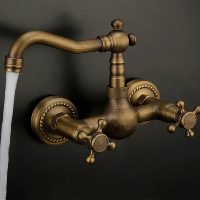 Brass Tudor Wall-Mount Bathroom Faucet 3