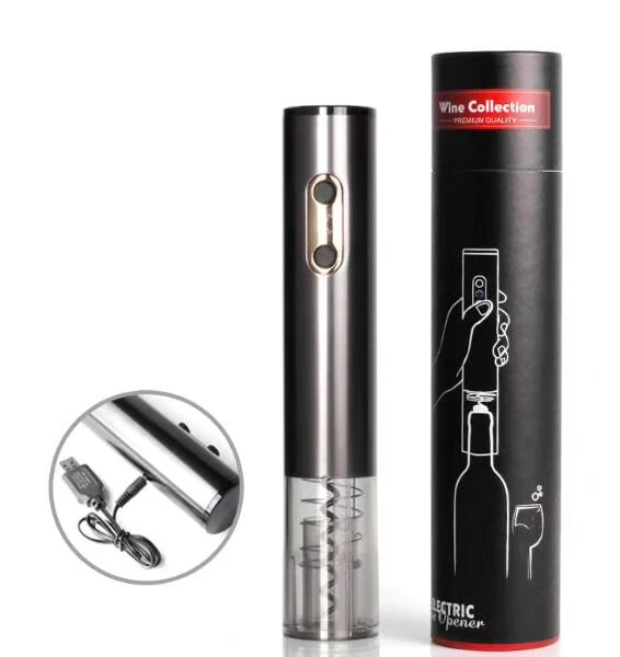 

2019 New Design Automatic Electric Wine Opener Corkscrew Wine Bottle Opener Kit Cordless USB Rechargeable With Foil Cutter