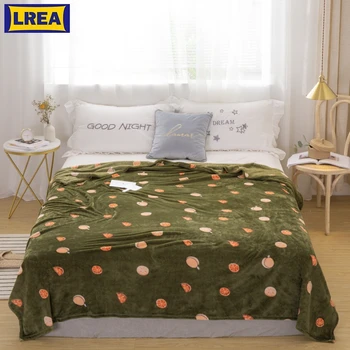 

LREA плед fashion green fruit home textile Coral Fleece blanket soft warm winter sofa travel throw bedspread