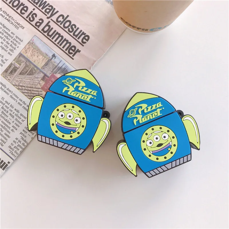 

Cute Cartoon Toy Story Alien Figure Silicone Cover Keychain for Apple Airpods 1 2 Wireless Earphone Case Decoration Accessories