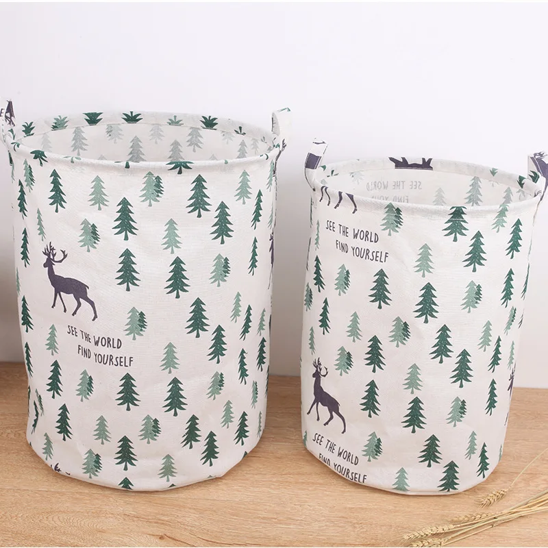 

Canvas Fabric Storage Basket for Nursery Underwear Toy Organizer Clothes Folding Storage Box Laundry Basket with Handle