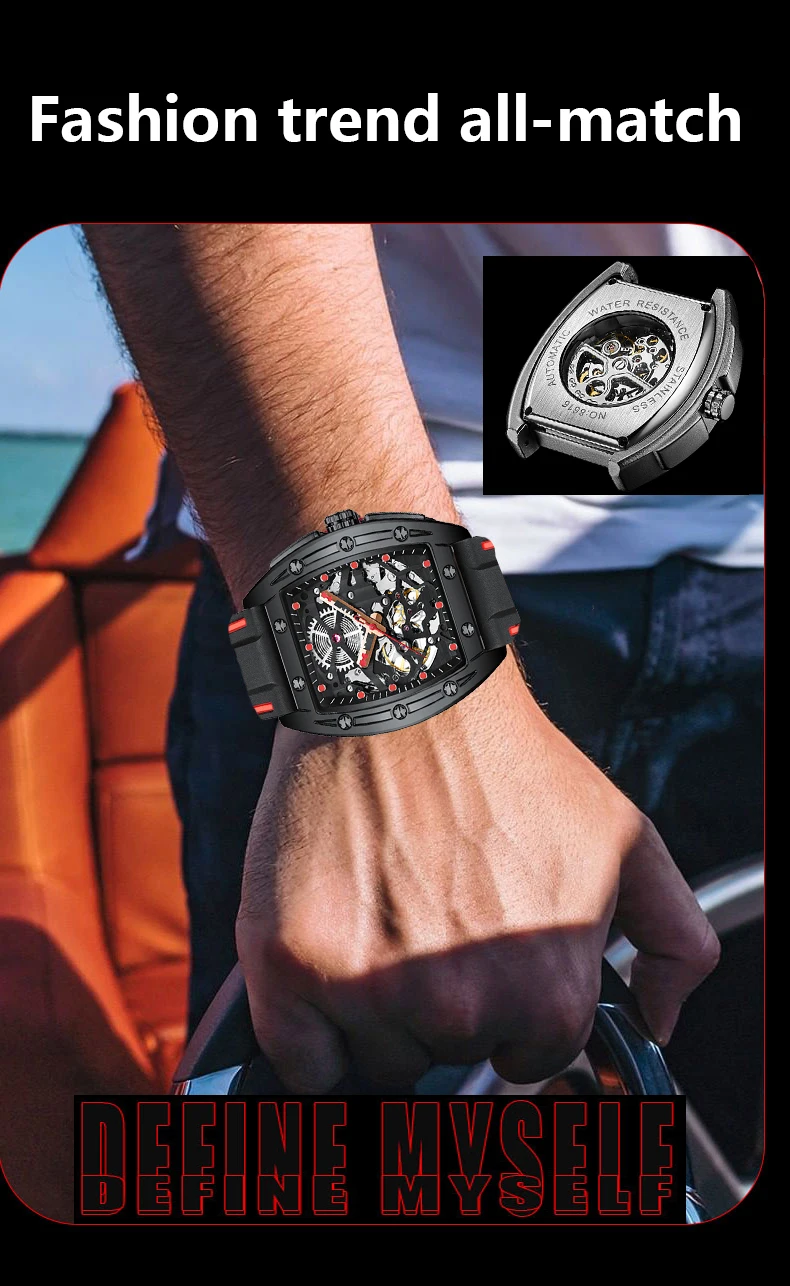 New AILANG Men's Automatic Mechanical Watch Fashion Business Skeleton Waterproof Top Luxury Watch