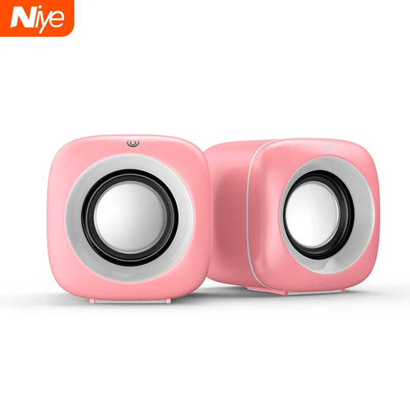 Altavoces de ordenador con cable USB, Subwoofer de graves profundos, reproductor de música, columna bonita, color rosa