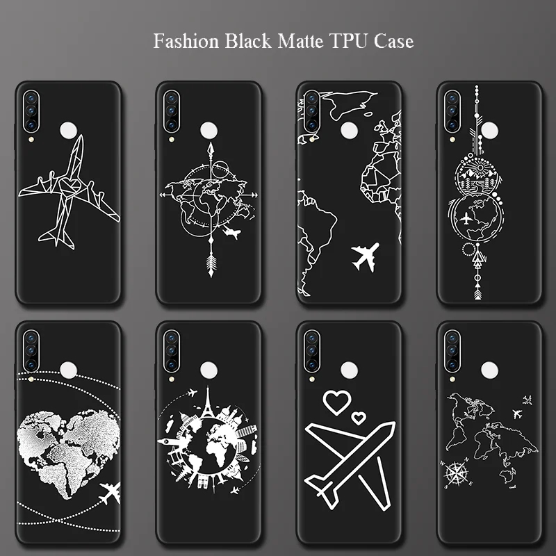 World Map Travel Airplane Pattern Matte Silicone Phone Case For Huawei Y6 Y7 Pro Y7P Y9 Prime 2019 2018 2017 Soft TPU Back Cover | Мобильные