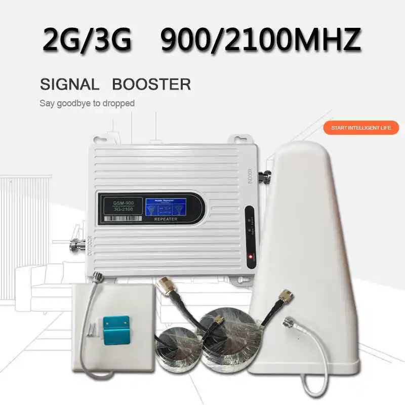 3g 2G 900 2100 двухдиапазонный ретранслятор сотового телефона GSM wcdma LTE усилитель сигнала мобильного телефона двойная антенна