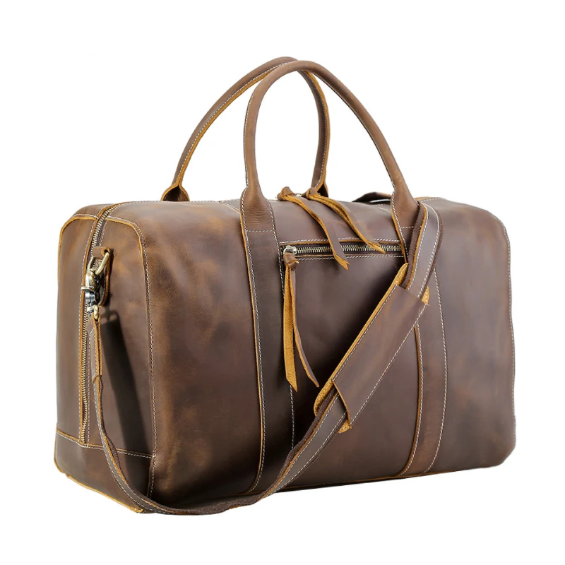 

Luufan Vintage Leather Travel Bag Crazy Horse Leather Weekender Bag Travel Duffle Handbags For Men Male Outdoor Bag