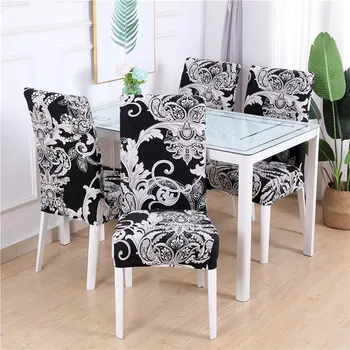 

Funda para silla de comedor de spandex moderno impresión Cubierta anti-suciedad Conjunto de muebles cocina Boda 1/2/4/6 piezas