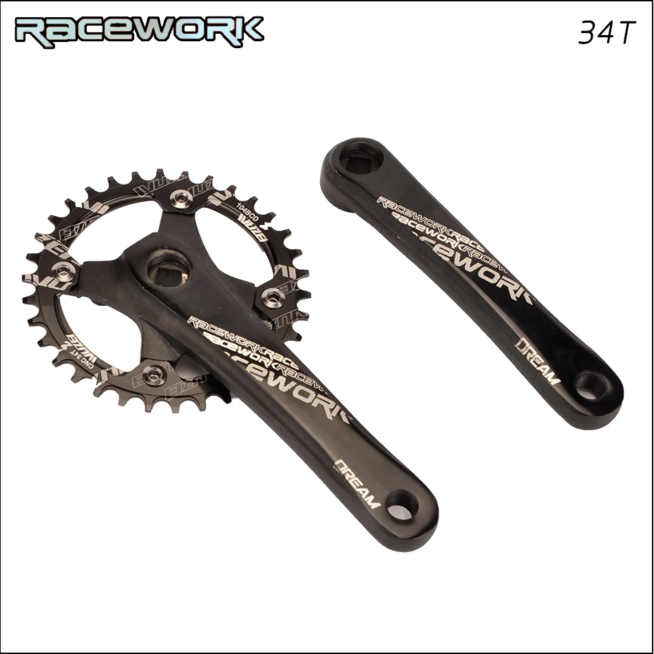 RACEWORK Fahrrad kurbel kettenblatt 104BCD MTB велосипед Kurbel алюминиевый Legierung Mit Boden Kurbel 170 мм platte rot 32T 34T 36T 38T