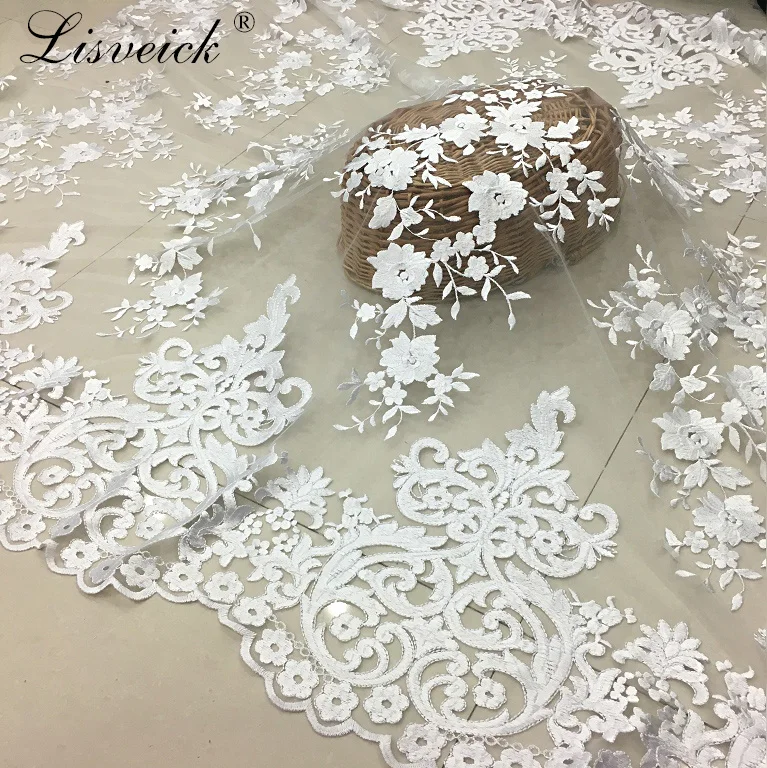 

1meter quality 2019 New Style exquisite wedding dress lace fabric gorgeous mesh tulle embroidery lace for wedding evening dress