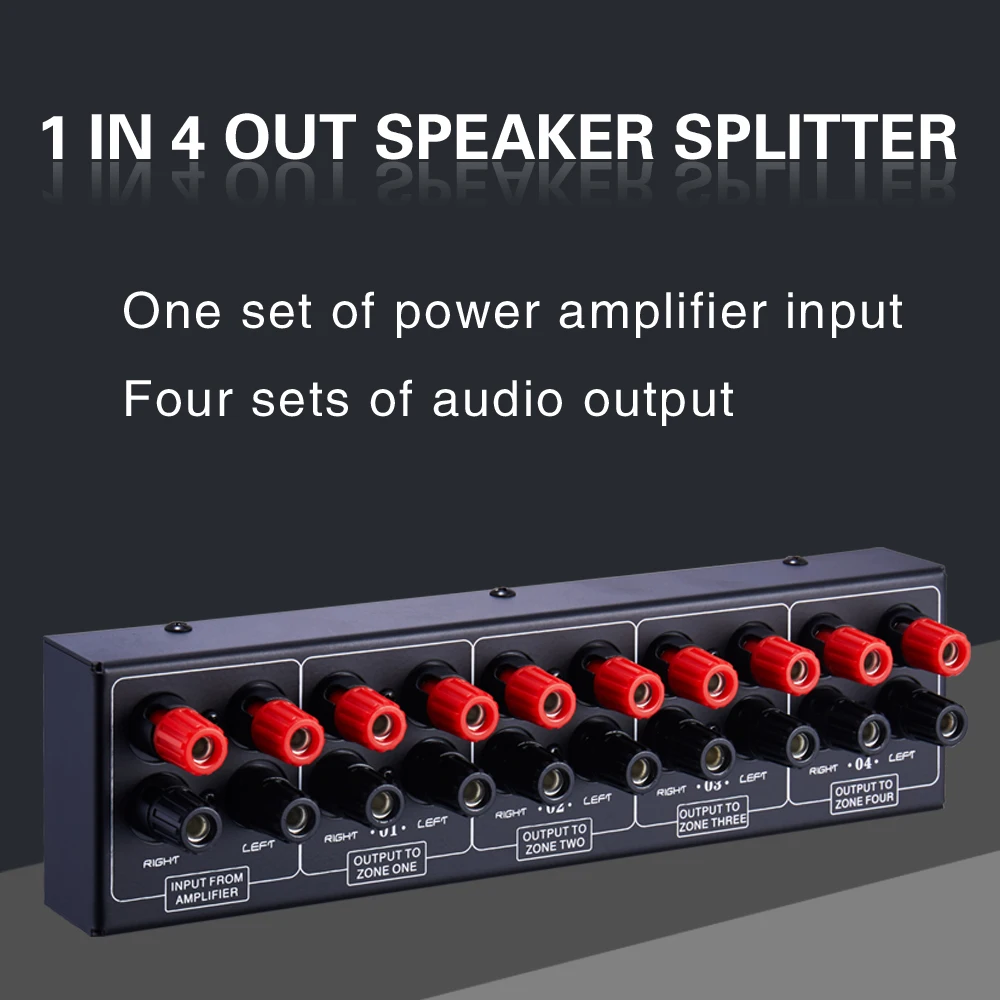1 In 4 Out Amplifier 4 Zone Sound Source Signal Distribution Panel Single Input 300W Per Channel