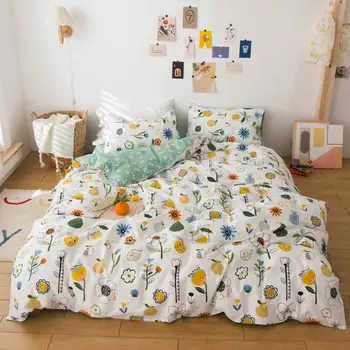 

Papa&Mima 100 Cotton Bedding Set Floral Bed Linen (flat Sheet Pillowcase Quilt Cover) Single Double Size