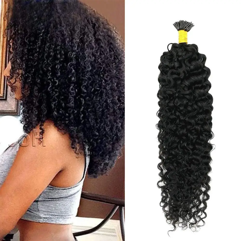 Sassy Curly I Tip Hair Extension Brazilian Remy Human Hair Small Curly Microlink Pre Bonded