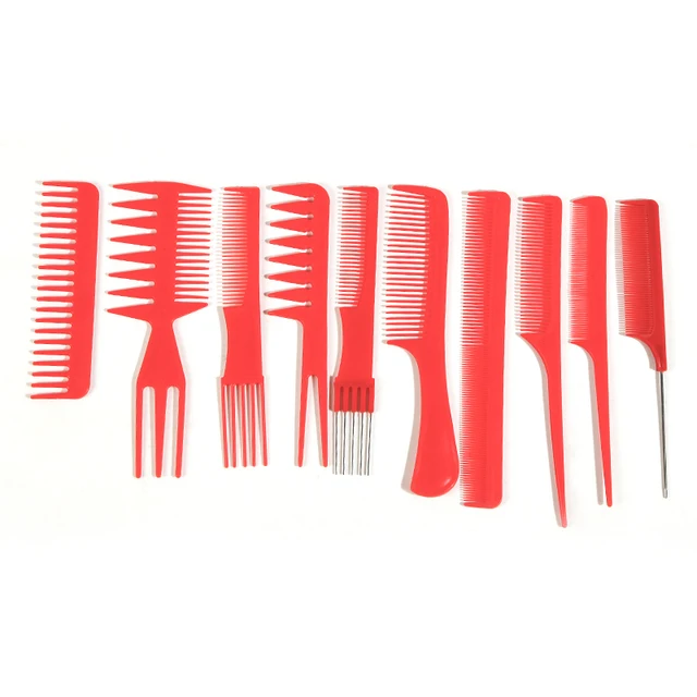 Stylist Anti-static Hairdressing Combs,Multifunctional Hair Design Hair Detangler Comb Makeup Barber Haircare Styling Tool Set red set