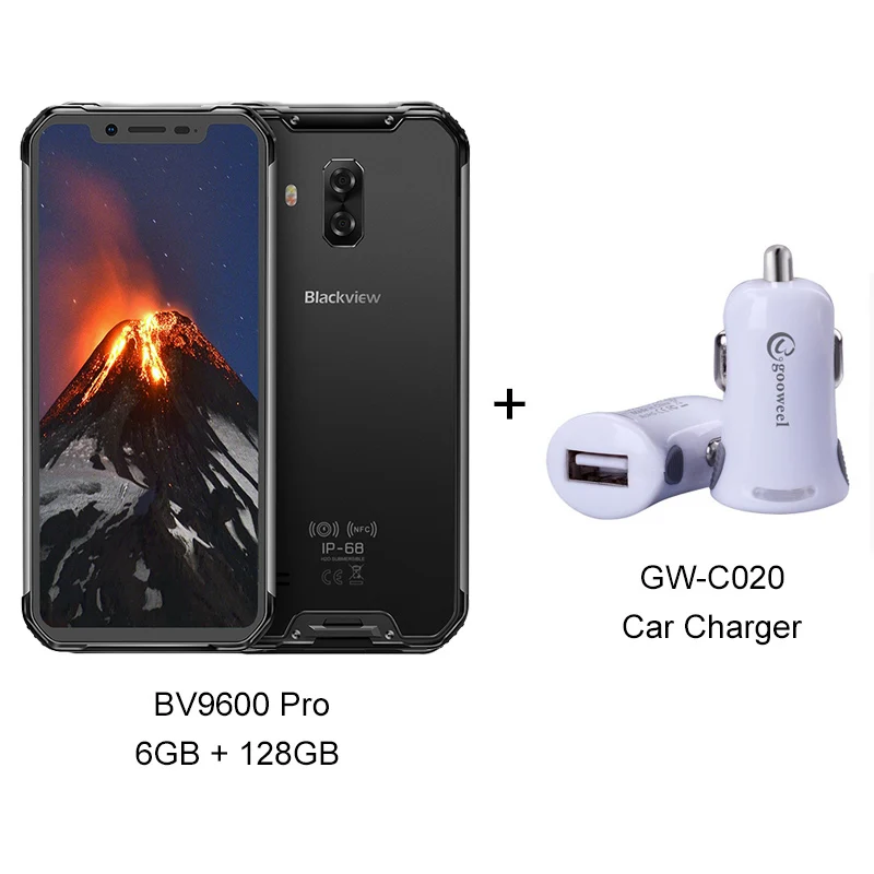 Add Car Charger Вентиляторы цена Blackview BV9600 Pro 6 ГБ 128 ГБ P70 AI восьмиядерный смартфон Android 9,0 6,21 ''FHD+ экран IP68 16 МП мобильный телефон - Цвет: Add Car Charger