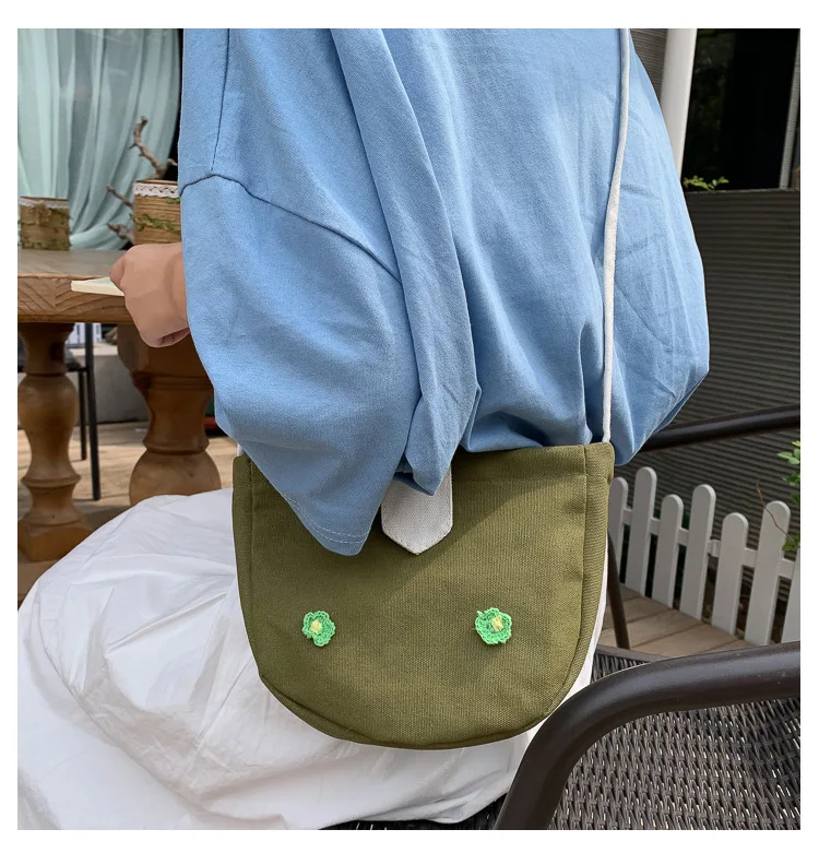 Micro for Women’s Canvas Handbag New Style Women's Messenger Bag Versatile Japanese Style Leisure Bag WOMEN'S Bag Flower Backpac
