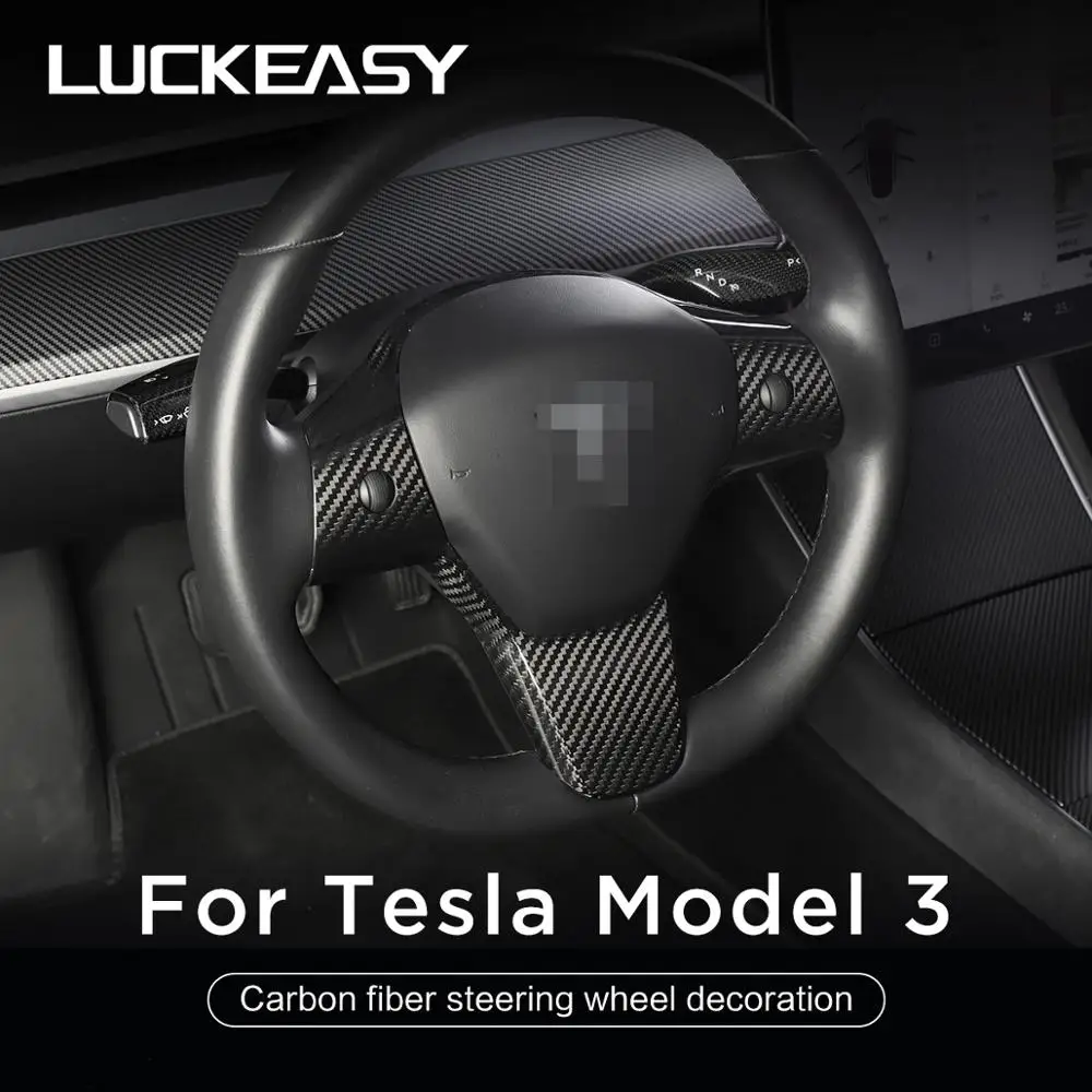 LUCKEASY для Tesla Model 3 модель Y руль из углеродного волокна нашивка штурвал