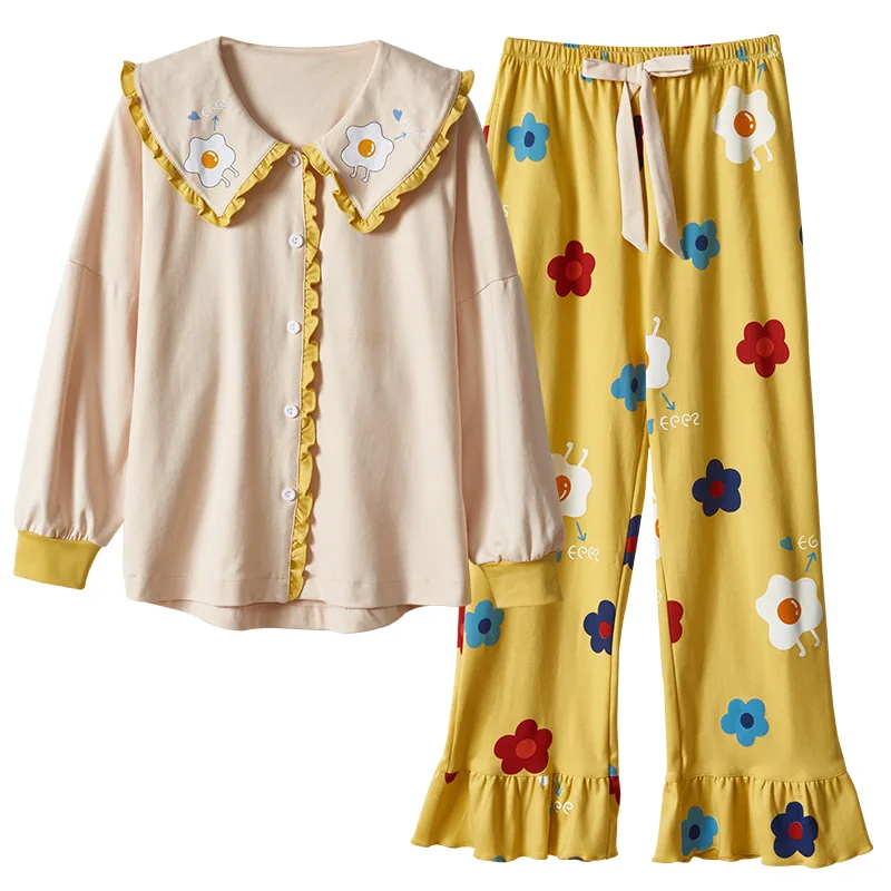 BZEL большой размер пижамы наборы для женщин мультфильм пижамы Мода дамы Домашняя одежда с отложным воротником нижнее белье пижамы - Цвет: 012