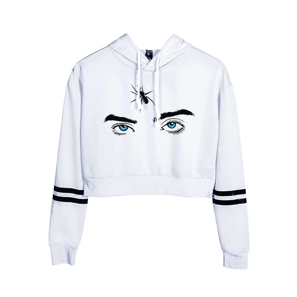 Billie Eilish, укороченный топ, толстовки, толстовка, модная, Harajuku Kawaii, кошачьи ушки, Женская Короткая Толстовка, Harajuku, повседневные толстовки, одежда