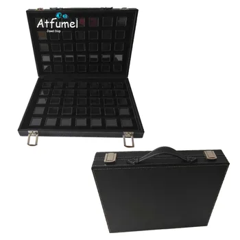 

Portable Black Pu Travel Gem Jewelry Box Gemstone Storage Case Stone Holder Organizer 70PCS 3x3cm Diamond Box Jewelry Tray