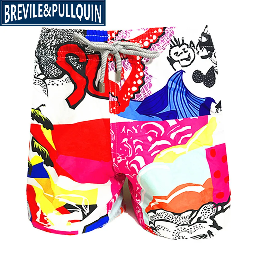 Бренд Brevile pullquin пляжные обшитые мужские шорты Черепашки купальники фламинго и ананасы Пингвин мужские бордшорты быстросохнущие - Цвет: Q