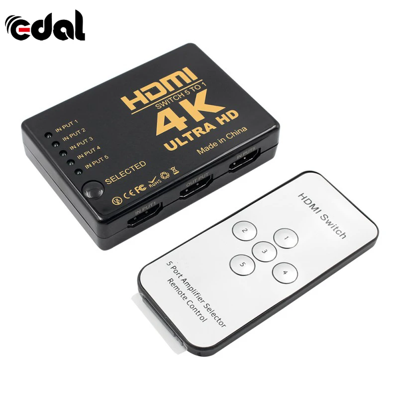 3D 5 Port 4K HDMI Switcher Switch Selector Splitter Hub iR Remote Multifunctional on switch for digital HDTVs | Электроника