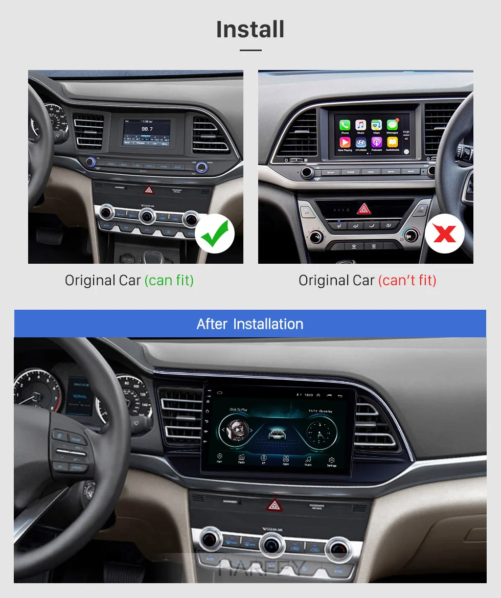 Clearance Harfey Android 8.1 Touchscreen GPS Navigation 9 inch car Radio for Hyundai Elantra 2019 with USB WIFI AUX support Carplay SWC 1 Clearance Harfey Android 8.1 Touchscreen GPS Navigation 9 inch car Radio for Hyundai Elantra 2019 with USB WIFI AUX support Carplay SWC 1