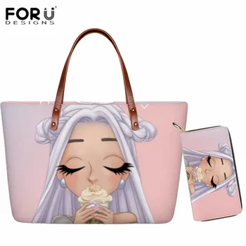 

FORUDESIGNS Handbag & Wallets Sets Ladies Casual Shoulder Bags Cute Girls Print Purses and Handbags Women's Bag sac a main femme