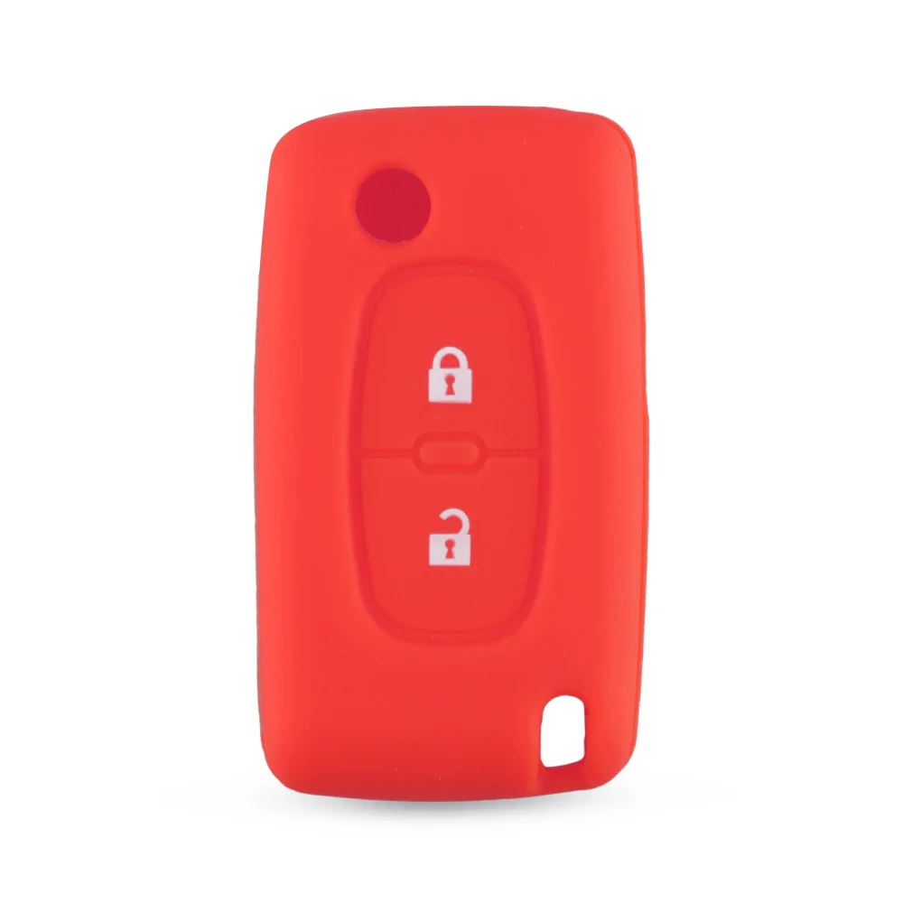 KEYYOU силиконовый чехол для дистанционного ключа от машины ключ крышка для peugeot 208 207 3008 308 508 408 2008 407 307 206 2 кнопки Citroen sega C5 - Название цвета: red