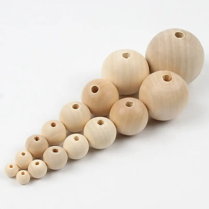 4-50mm Natural Wood Beads Round Spacer Wooden Pearl Lead-Free Balls Charms For Jewelry Making DIY Handmade Accessories 1-1000pcs