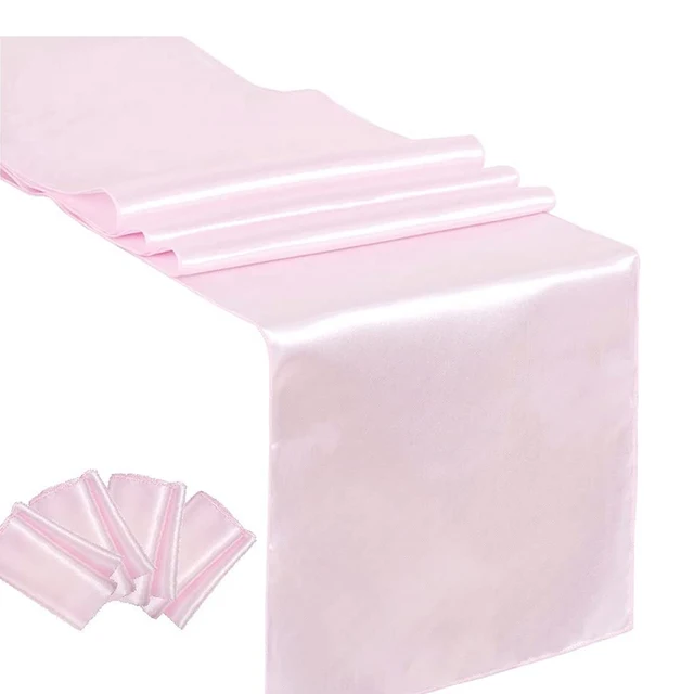 Rózsaszín Szatén Asztali Futó Luxus 12 "X 108 '/30 Cm X 275 Esküvői Party Bankett Otthoni Szálloda Dekorációk
