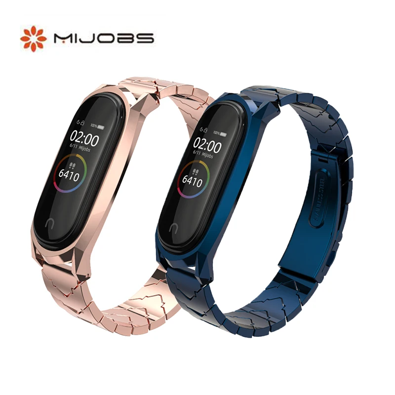 

Mijobs Mi Band 4 Metal Strap For Xiaomi Mi Band 4 NFC Global Screwless Stainless Steel Bracelet Strap Miband 3 Replace Wristband