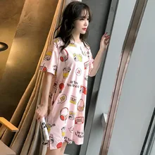 Летние элегантные модные дизайнерские милые женские рубашки для сна с рисунком из мультфильма, ночная рубашка с круглым вырезом и коротким рукавом длиной до колена