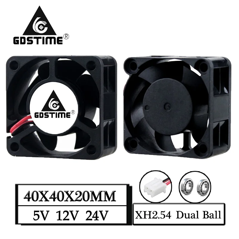 1pcs Gdstime DC 5V 12V 24V 40x40x20mm Ball Bearing Heatsink Cooling Fan 4020 40x20mm 4cm Smart Radiator Cooler Brushless Fan