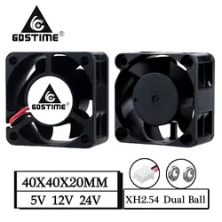 1pcs Gdstime DC 5V 12V 24V 40x40x20mm Ball Bearing Heatsink Cooling Fan 4020 40x20mm 4cm Smart Radiator Cooler Brushless Fan