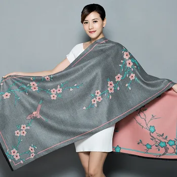 

Oversized New Winter Warm Scarf For Women/Lady Soft Cashmere Pashmina Shawls Print Flower Two Side Cashmere Female Wraps Capes